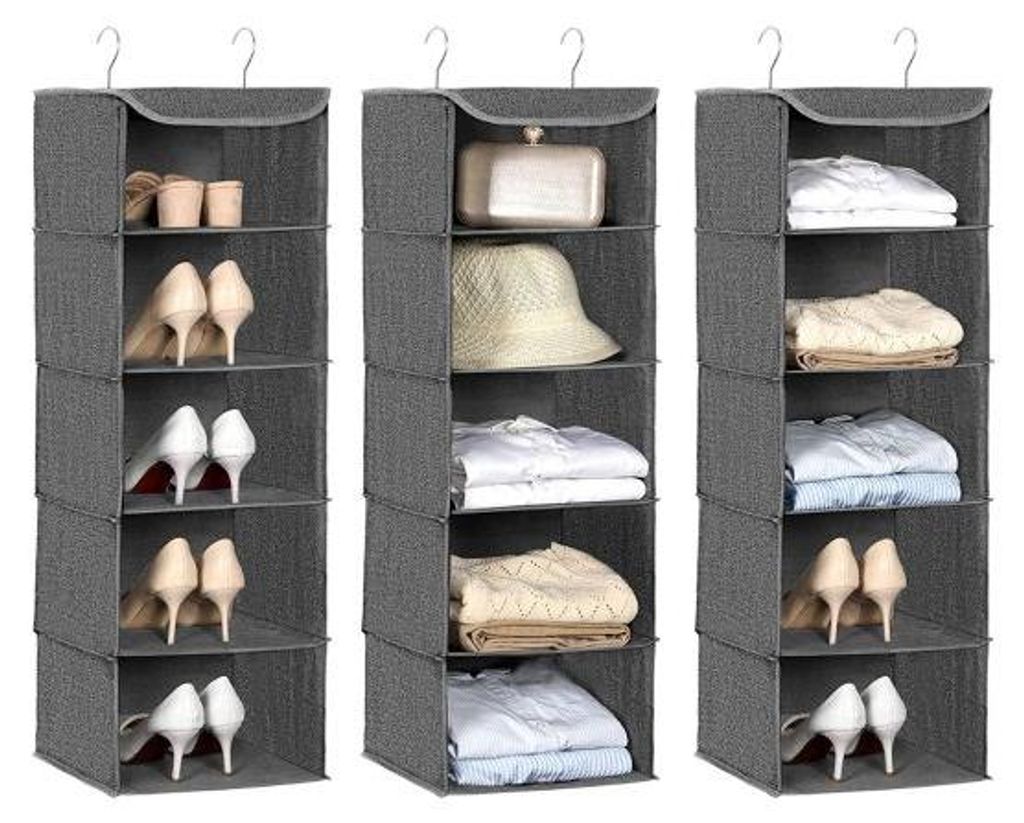 Závěsný organizér do skříně 5 polic, šedý, 30x30x90 cm Obrázek produktu 