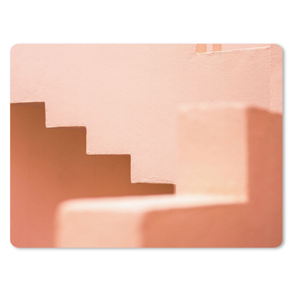 MuchoWow Mauspad Mousepad Architektur - Treppe - Pastell - Rosa 23x19 cm - Mousepads - Maus Mat - Pad - Mausunterlage - Schreibtischunterlage - M...