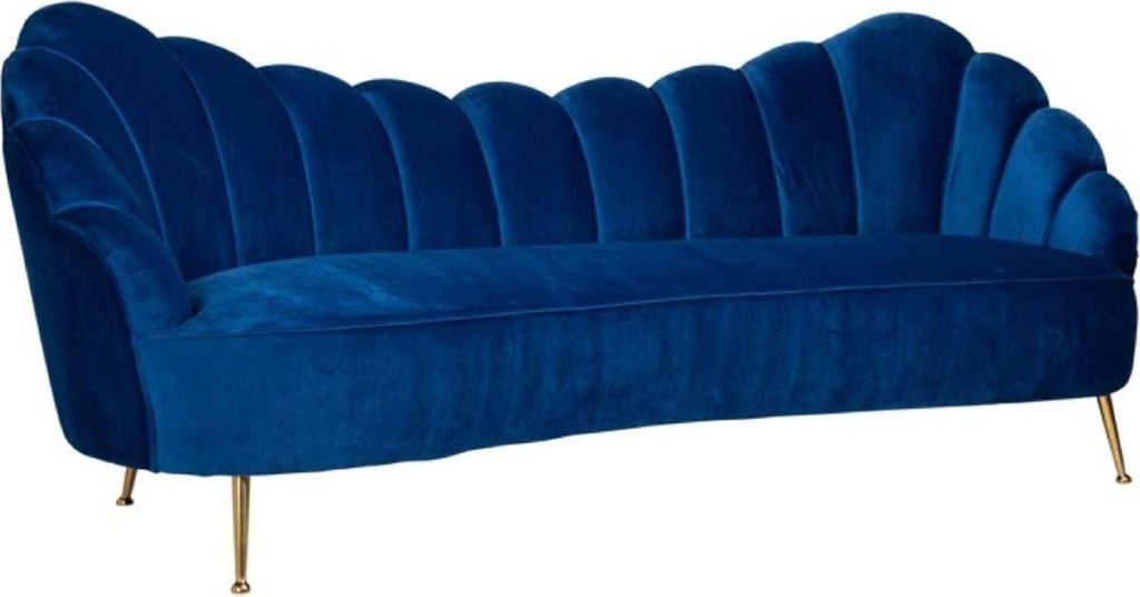 Casa Padrino Luxus Samt Sofa Blau / Gold 230 x 94 x H. 90 cm - Wohnzimmer Sofa mit edlem Samtstoff - Wohnzimmer Möbel - Luxus Möbel - Wohnzimmer ...