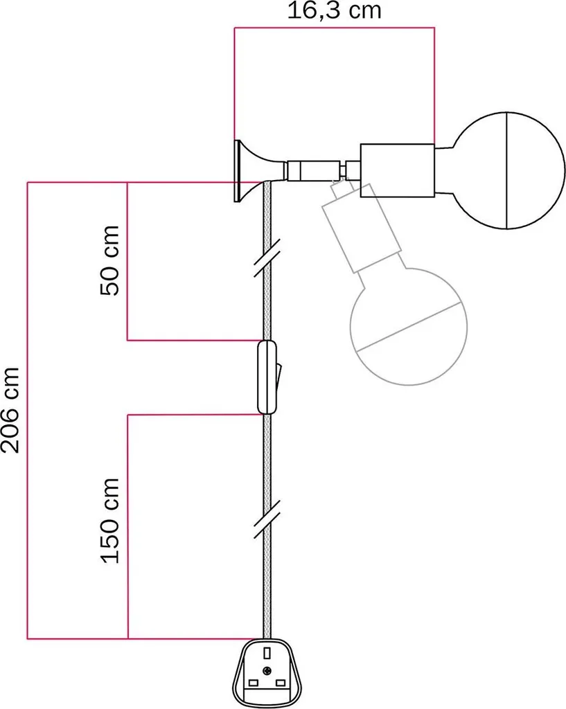 Lampada MAG-Y con Snodo e Lampadina Mezza Sfera - Design Made in Italy - 6