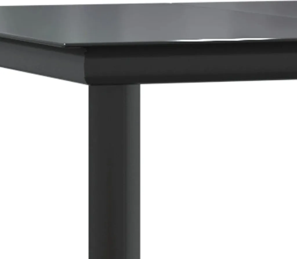 Tavolo da Pranzo Esterno vidaXL Nero 160x80 Acciaio e Vetro - 11