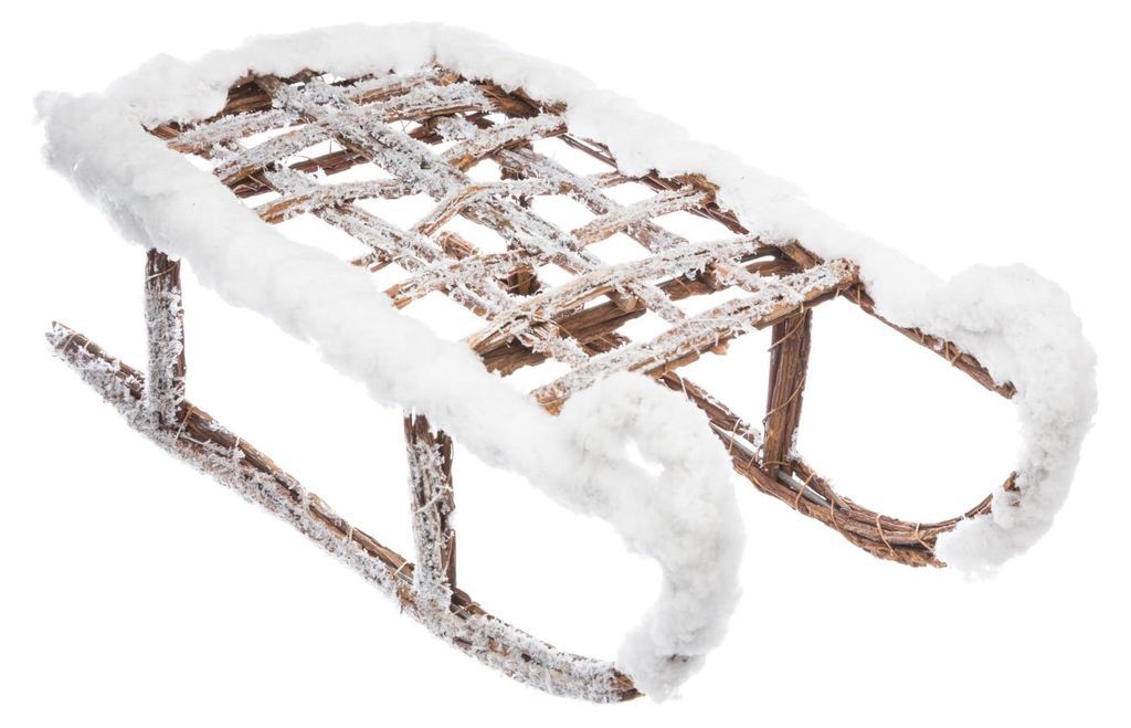 Schneebedeckter Holzschlitten Dekoration 37,5 cm - Einheitsgröße