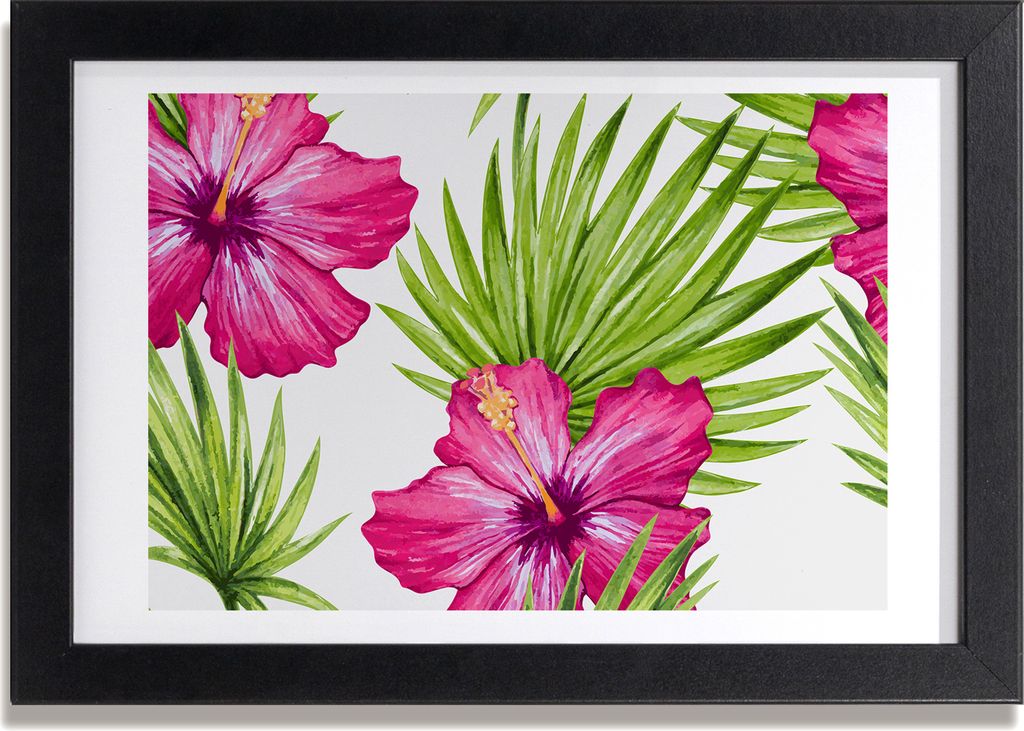 Bild 30x20 MDF-Rahmen, Wandkunst Hawaii-Blumen