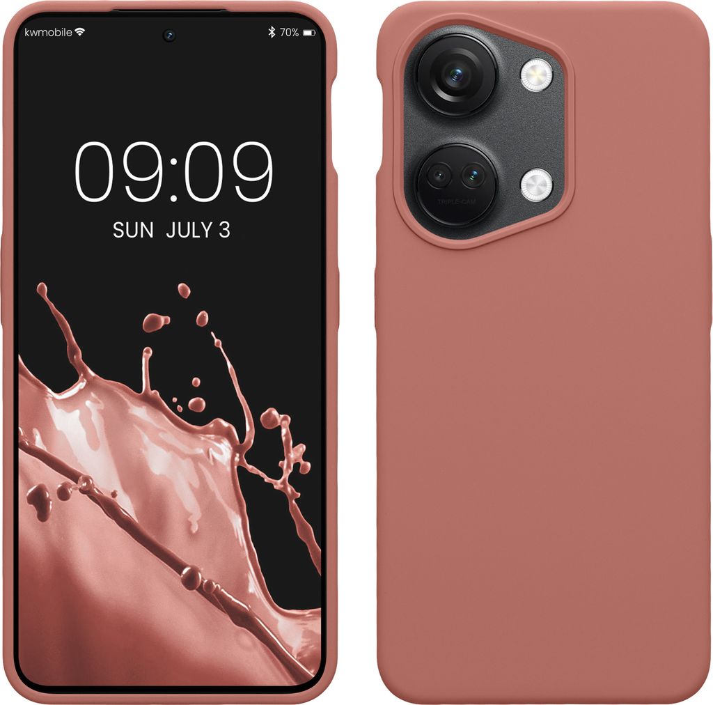 kwmobile Hülle kompatibel mit OnePlus Nord 3 5G Hülle - Silikon Handy Case - Handyhülle weiche Oberfläche - kabelloses Laden - Winter Rose