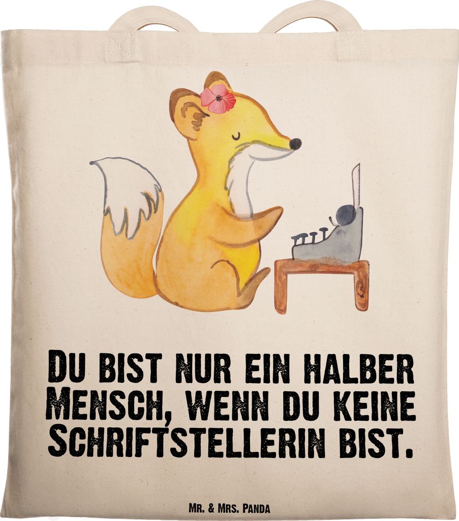 Mr. & Mrs. Panda Einkaufstasche Schriftstellerin Herz - Produktbild 