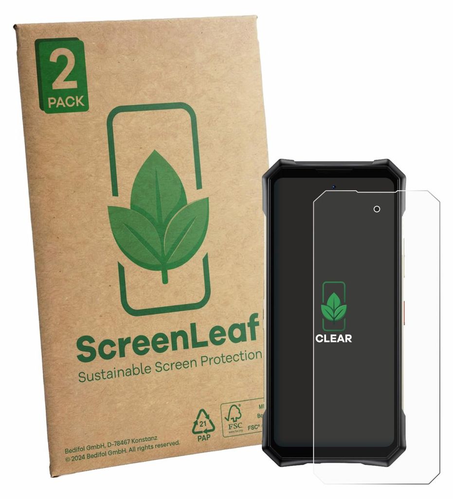 2x ScreenLeaf Schutzfolie für Doogee S300 Pro nachhaltiger Displayschutz Display Schutz Folie Klar Transparent
