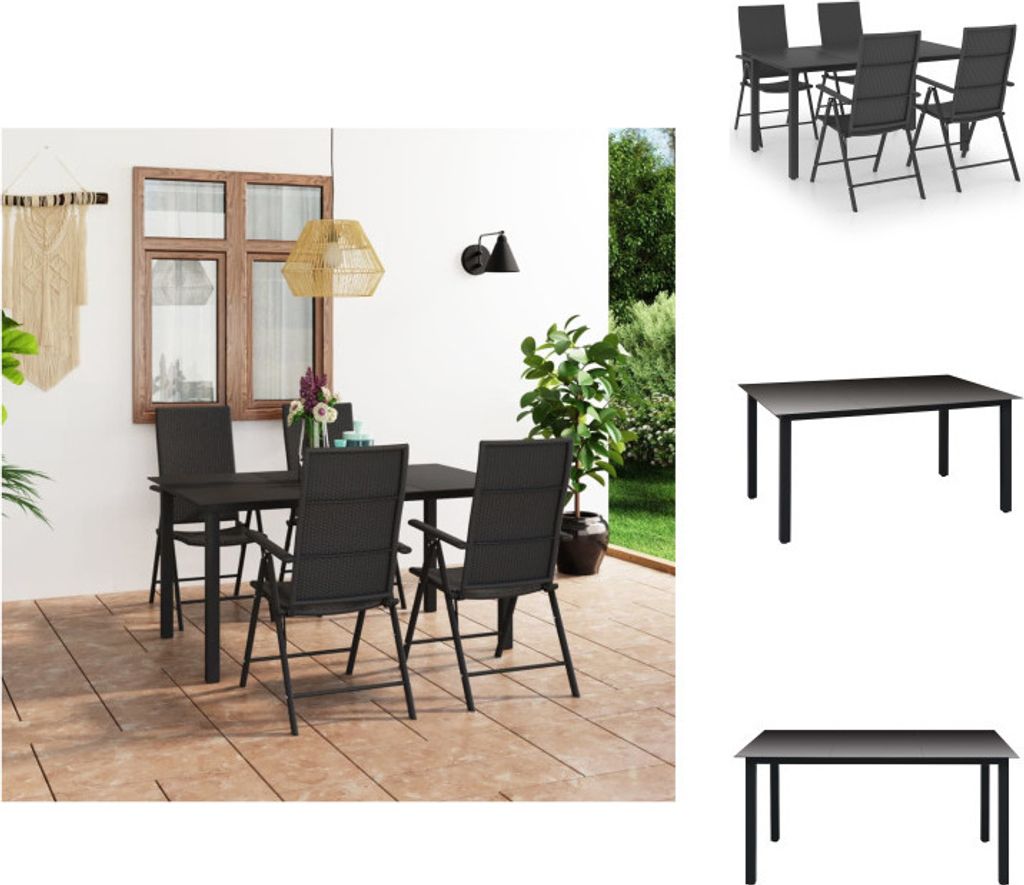vidaXL 5-tlg. Garten-Essgruppe Schwarz - Gartenmöbel-Sets