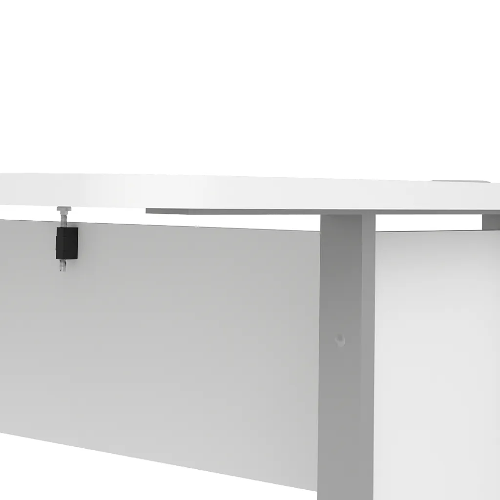 Bureau d'angle gain de place Prisme : 3 tiroirs & tablette blanc gris - 8