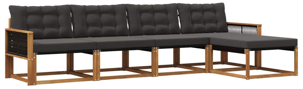“2026 Modern“ Braun Outdoor-Sofagarnitur mit Kissen 5 pcs Natürlich und Schwarz - Designermöbel 78253 - Gartensofas
