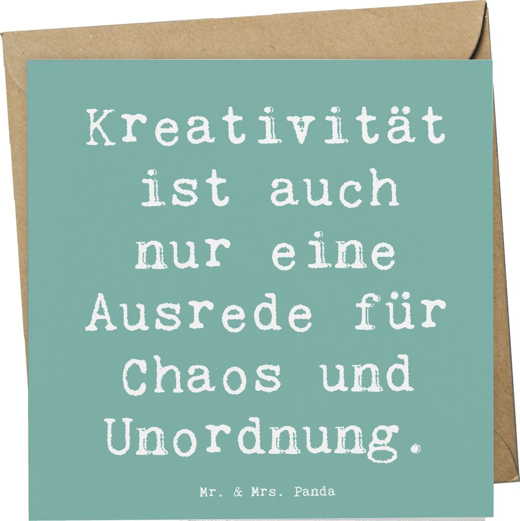 Mr. & Mrs. Panda doppelkarte Spruch Kreativität und Chaos - Meeresbrise - Geschenk, faltkarte, Zitat, kreativer Ausdruck, kreatives, Gefühl, anla...