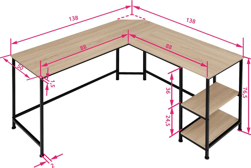 Schreibtisch Hamilton 138 x 138 x 75,5 cm Produktbild 5