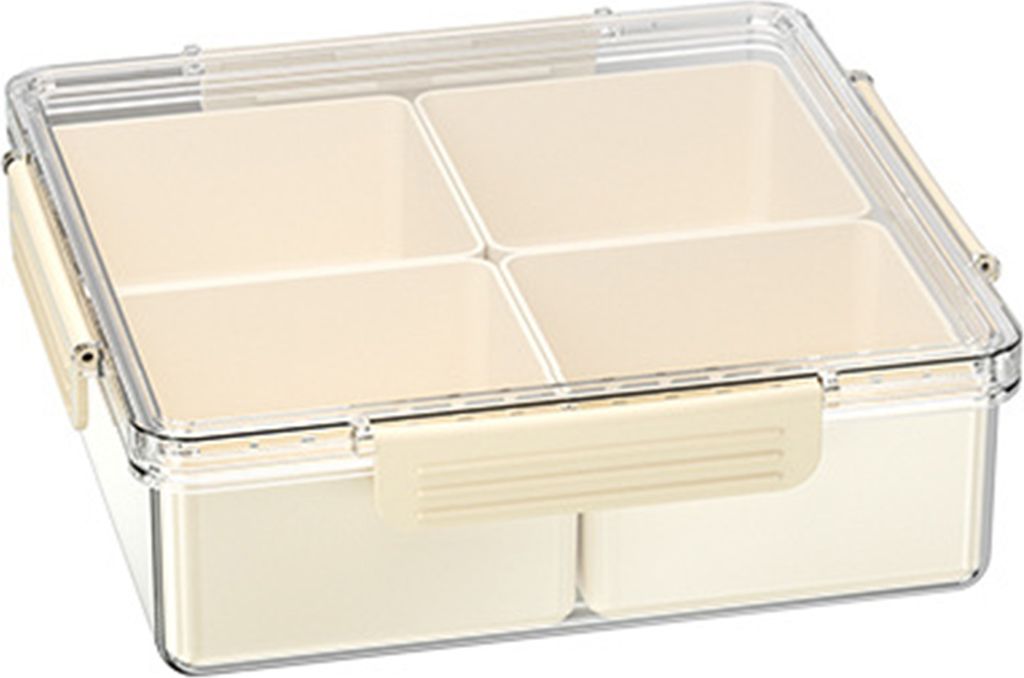 Unterteiltes Serviertablett für Lebensmittel, Snackbox-Behälter mit durchsichtigem Deckel, große Kapazität, lebensmittelecht, sicher verschloss...