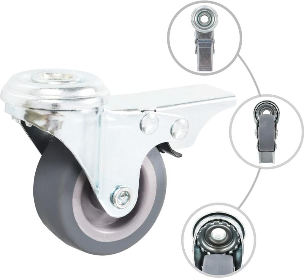 vidaXL Lenkrollen mit Bolzenloch und Doppelbremsen 4 Stk. 50 mm