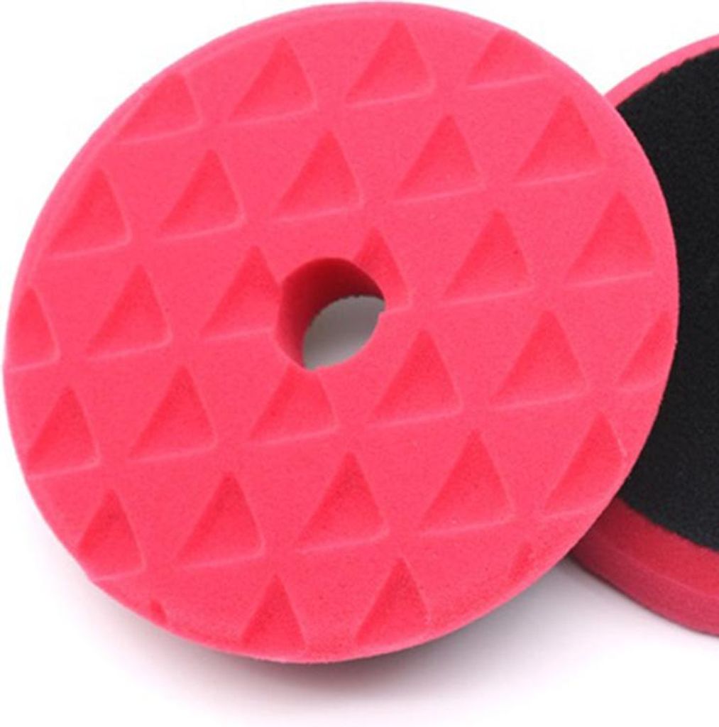 Auto-Polierpad, Poliermaschine, Wachsen, Polieren, Reinigen, Bohrer-Adapter, Dreieck-Schwammscheibe, 12,7 cm, Rot