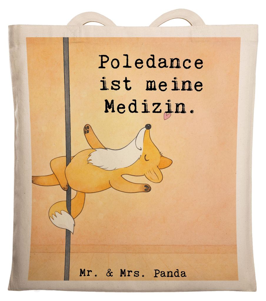 Mr. & Mrs. Panda Stoffbeutel Fuchs Poledance Design - Weiß - Geschenk, Tanzen, Tragetasche, Tasche, Tote Bag, Schultasche, Shopping, Pole Dance, T...