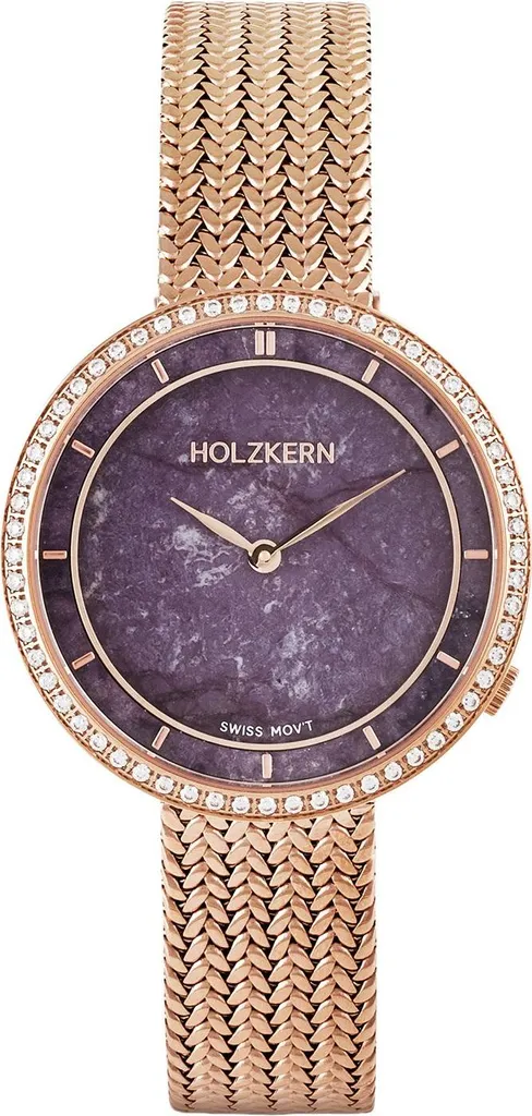 Montre femme bois améthyste or rose élégante pour toutes les occasions
