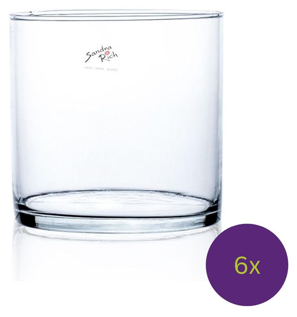 6er Set Glasvasen CYLI Zylinder H. 15cm D. 15cm Glas rund Produktbild 