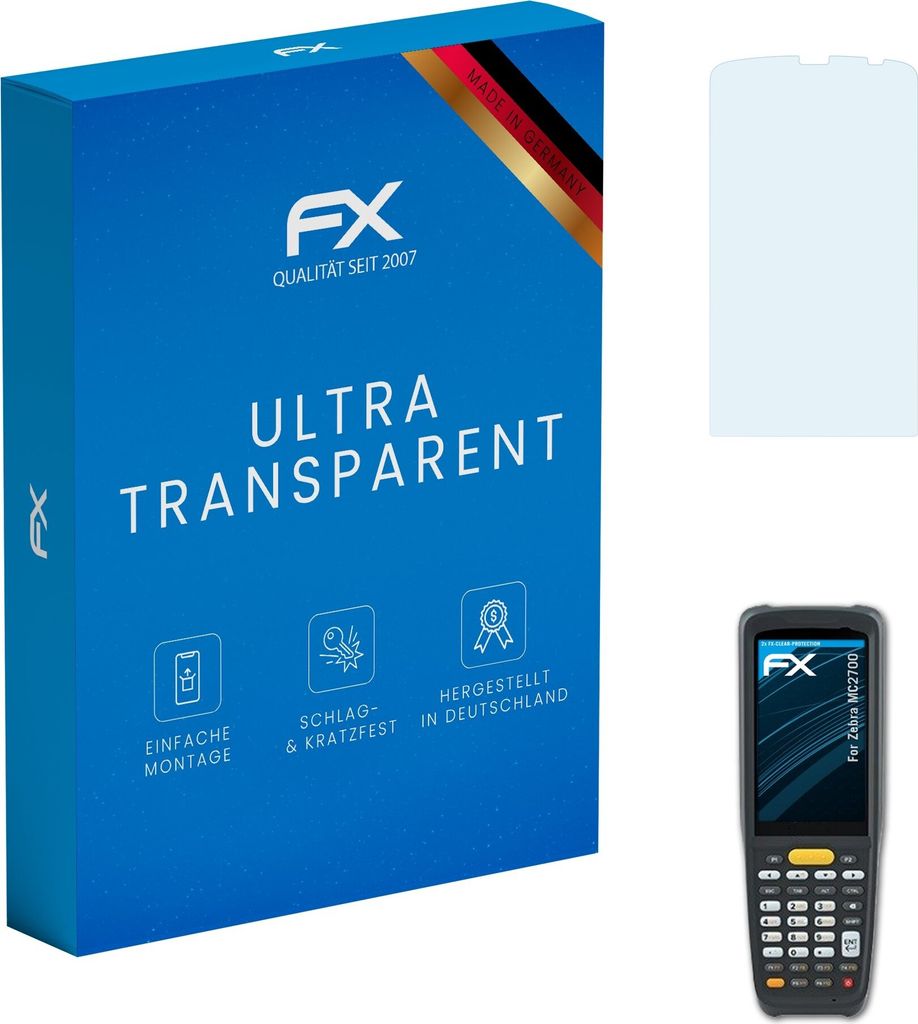 atFoliX FX-Clear 2x Schutzfolie kompatibel mit Zebra MC2700 Displayschutzfolie