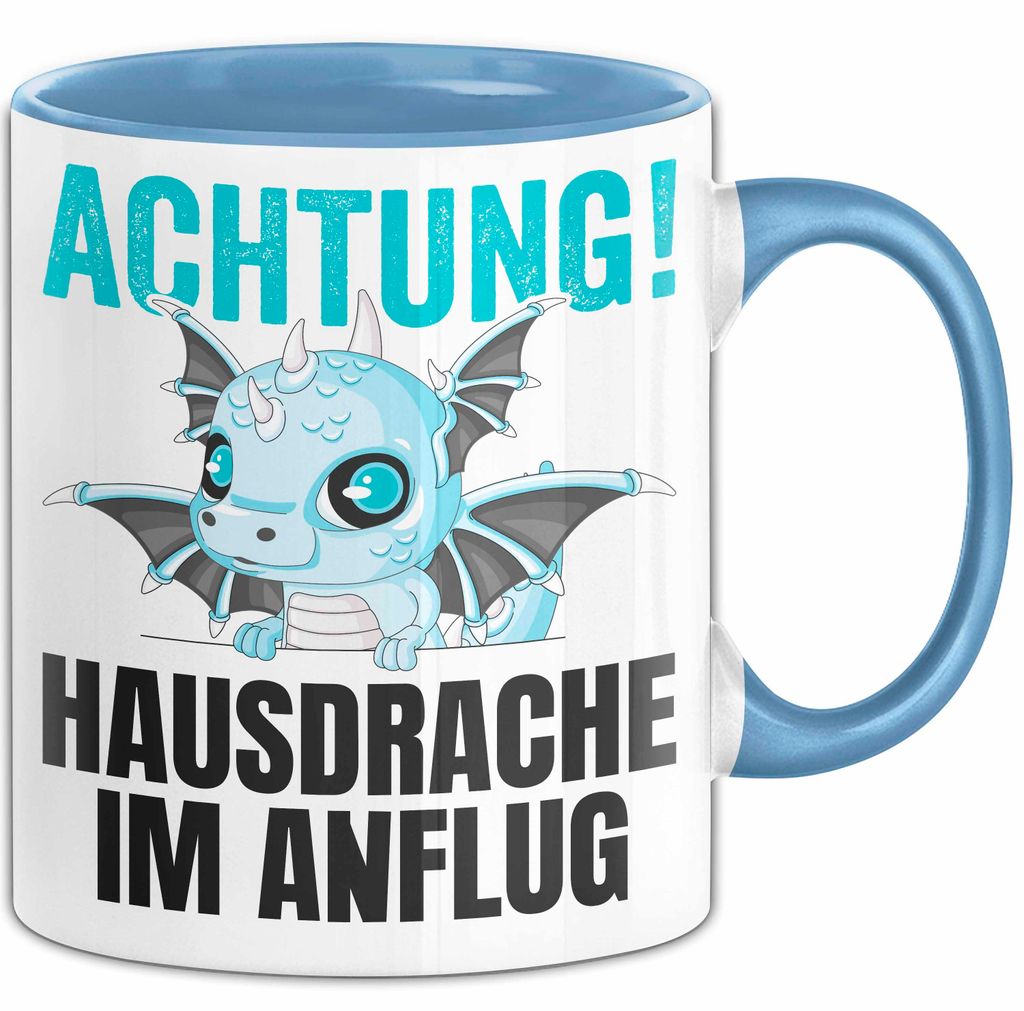 Hausdrache Im Anflug Tasse Geschenk Becher (Blau)