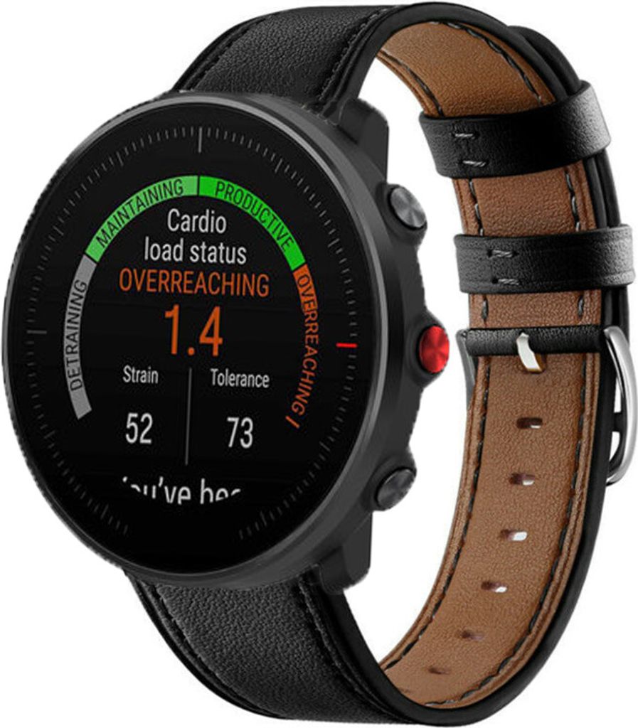 Strap-it Polar Vantage M Lederarmband (glatt-Schwarz)