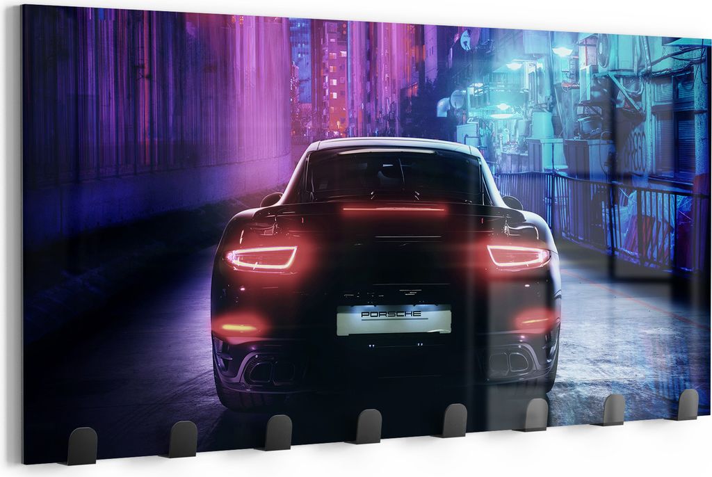 DEQORI Kleiderhaken Glas 60x30 cm 'Neon-Nachtflitzer' Wand Garderobe beschreibbar Paneel