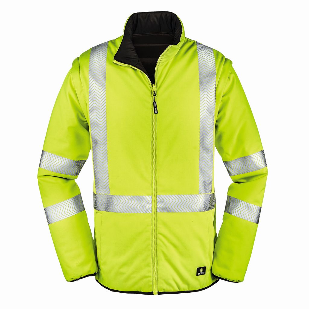 4PROTECT Warnschutz-Softshellwendejacke RENO, Leuchtgelb/Schwarz L