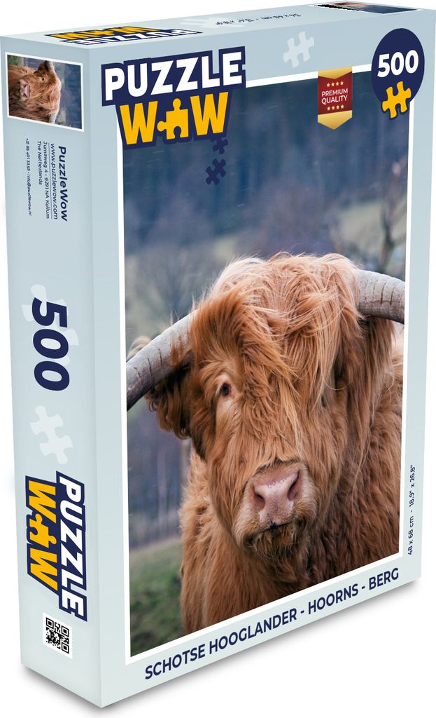 MuchoWow Puzzle 500 Teile Schottischer Highlander - Hörner - Berg - 500 Teile - Kinder - Selberbauen - Puzzlespiele