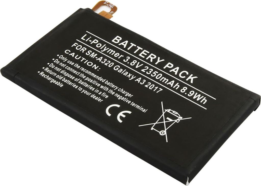 Avizar, Ersatzakku Li-Polymer 3.8V 2350mAh für Galaxy A3 2017, Schwarz / Weiß