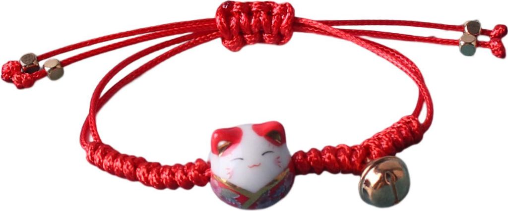 Handgelenk-Armband, Keramik, Katzen-Dekor, kleine Glocke, handgefertigt, verstellbar, dekorativ, dekorieren, Temperament, geflochtenes Seil, Charms...