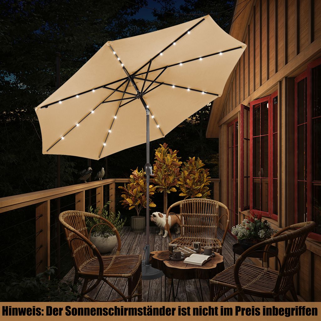 COSTWAY 300cm Sonnenschirm mit Solar-LED-Beleuchtung Produktbild 2