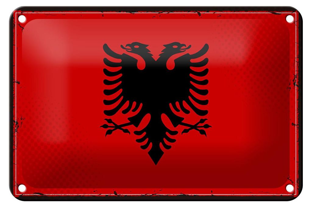 Blechschild Flagge Albanien 18x12cm Retro Flag Albania