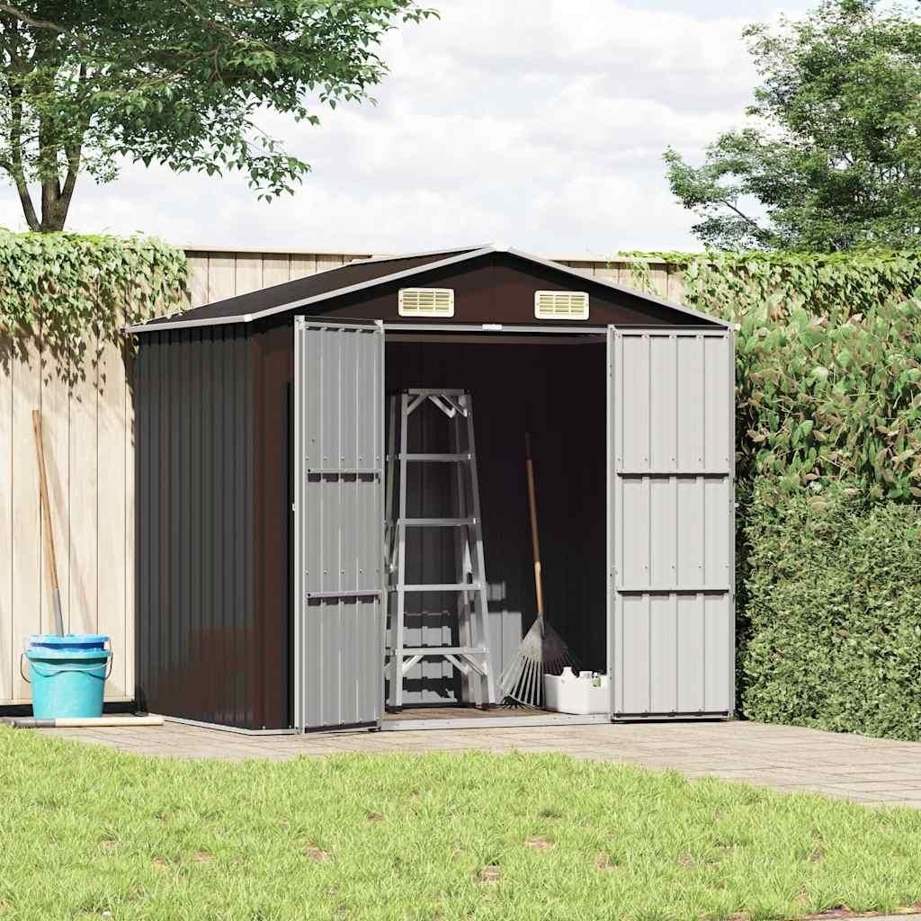 vidaXL Capanno da giardino Marrone 205x129x183 cm Acciaio Immagine del prodotto 