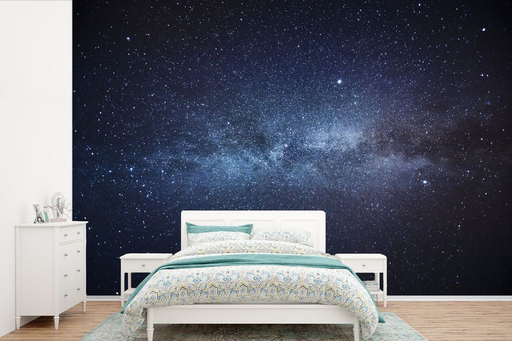 MuchoWow Fototapete für Wohnzimmer oder Schlafzimmer Wandtapete Vinyl Motivtapete Die Milchstraße im Sonnensystem - 390x260 cm - Papiertapete