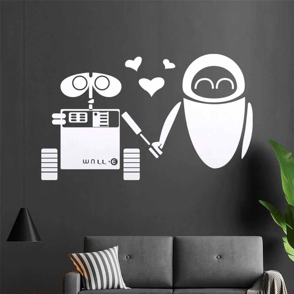 Roboter Liebe Wandtattoo in 6 Größen - Wandaufkleber Wall Sticker - Dekoration, Küche, Wohnzimmer, Schlafzimmer, Badezimmer