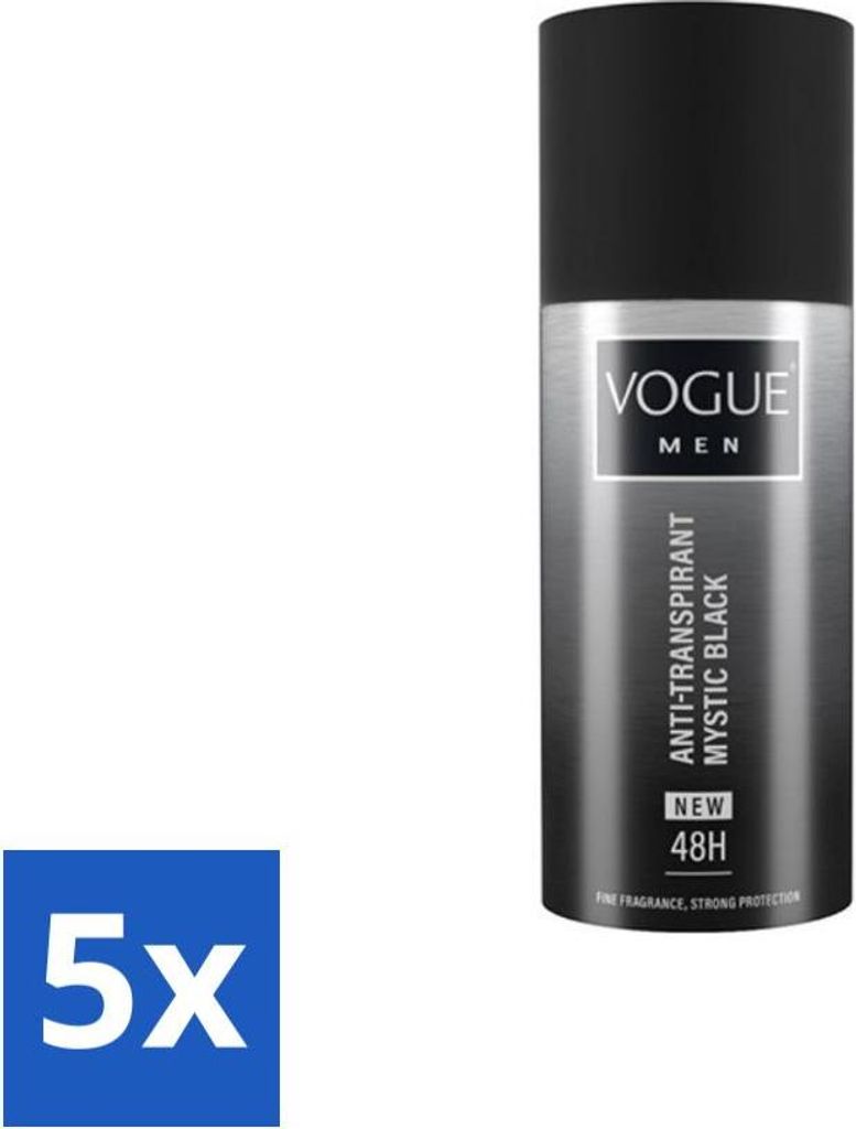 Vogue Men - Mystic Black - Deodorant Spray - Antitranspirant - 150 ml - Vorteilspack - 5 Stücke