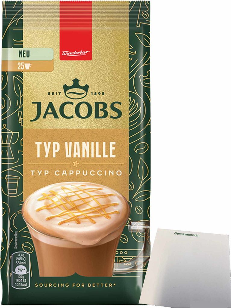 Jacobs Typ Cappuccino Vanille (360g Packung) + usy Block