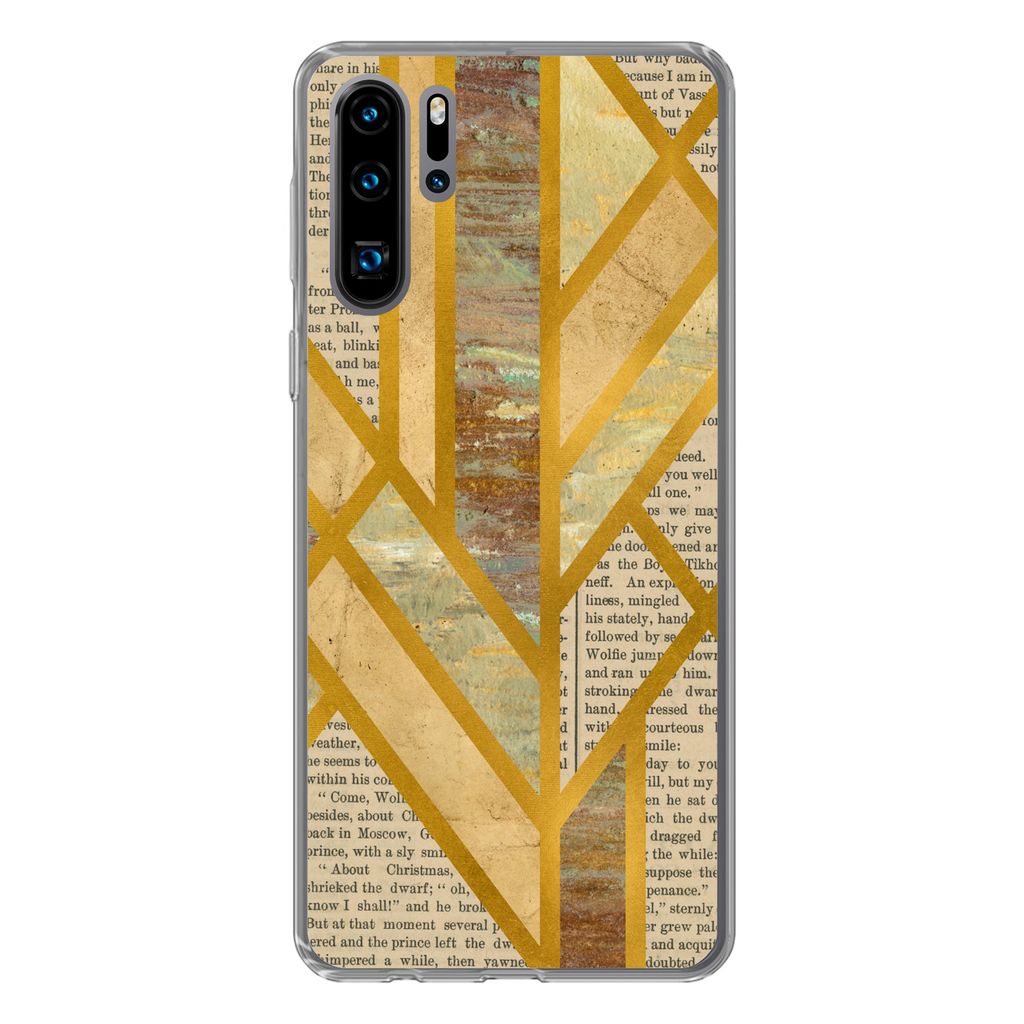 MuchoWow Handyhülle Schutzhülle Hülle für Huawei P30 Pro Gold - Marmor - Vintage Silikon Softcase Handy Hülle - Schutzdeckel