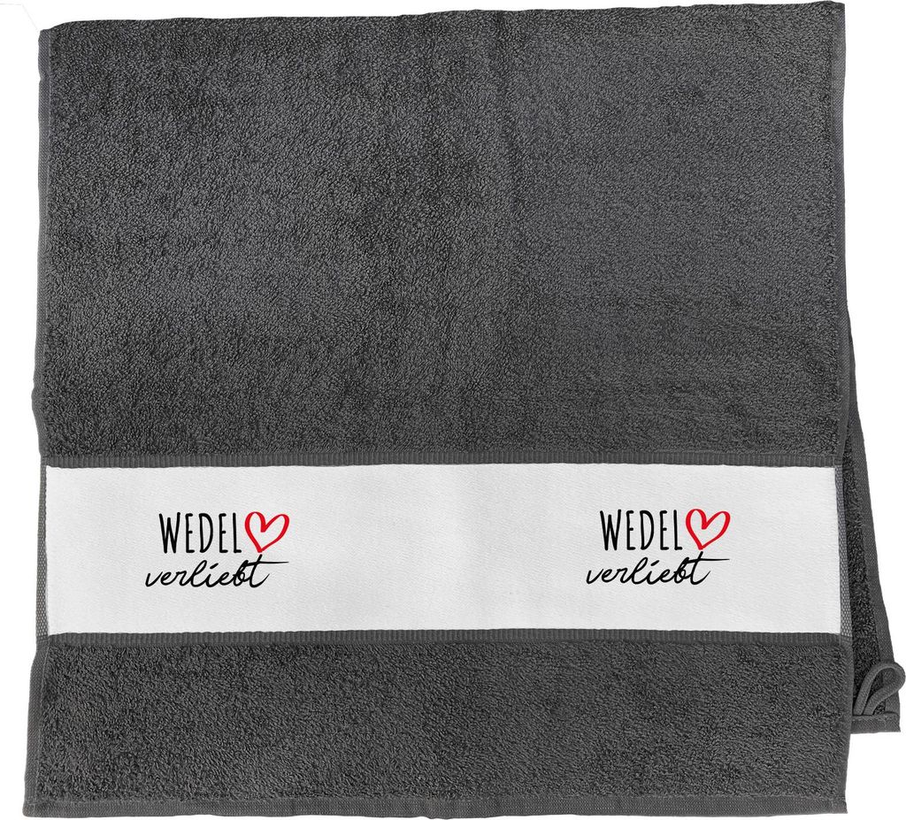 Huuraa Handtuch Wedel verliebt 50x100cm Graphite Baumwolle Handtuch Geschenkidee