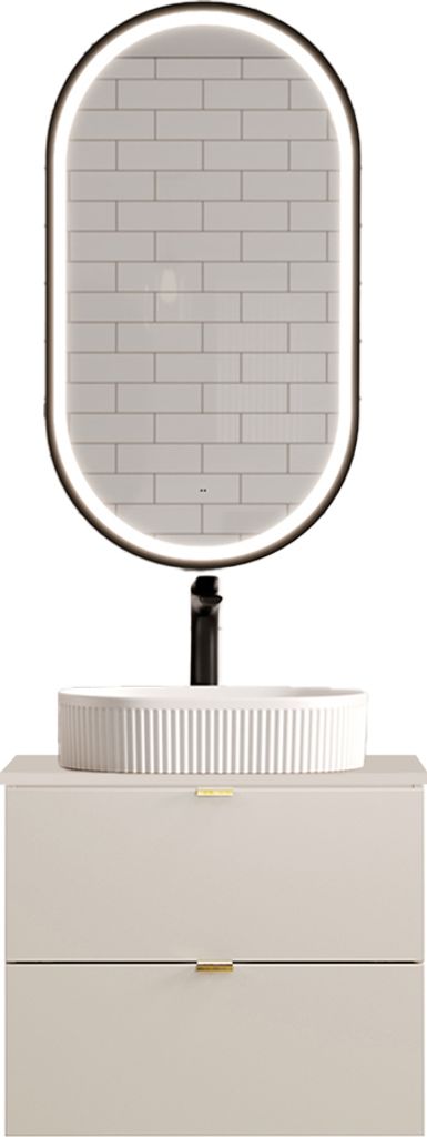 Badmöbel Set 2-teilig mit 60 cm Waschtisch & LED-Spiegel, in kaschmir - DURANGO-56