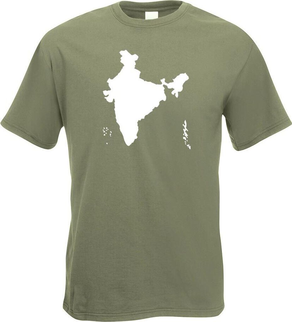 Kiwistar - T-Shirt - Olive - Indien Umriss Kontur Herren Funshirt Bedruckt Design Sprüche Spruch Motive - mit Motiv Bedruckt - Funshirt Design - S...