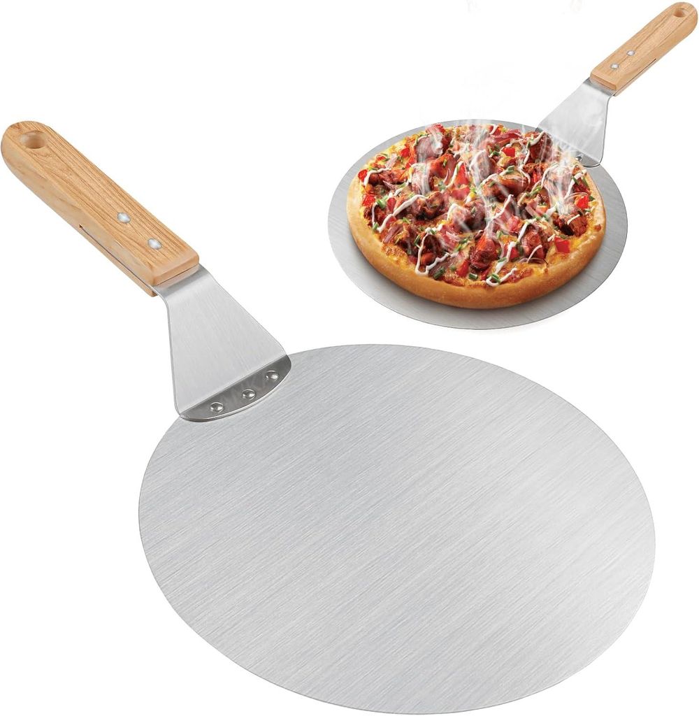 Pizzaschieber Aluminium 10 Zoll, Pizzapeel Für Ofen Und Grill, Pizza Peel Mit Holzgriff Für Pizzen Brot Kuchen