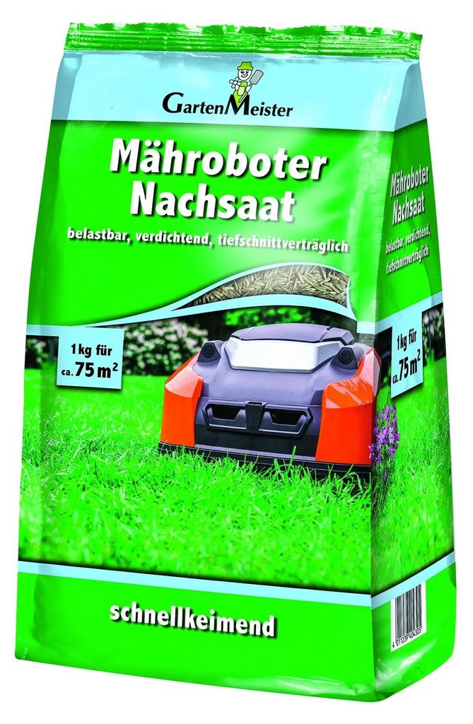 Rasensaat Nachsaat für Mähroboter, 1 kg, optimal keimend, für alle Rasentypen geeignet