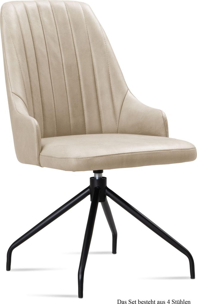 Esszimmerstuhl drehbar (4er-Set) Doreen 52x91x60 Schwarz/Natur