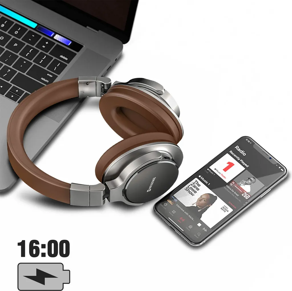 Casque d'écoute circum-aural Swissten Jumbo Brun avec micro intégré