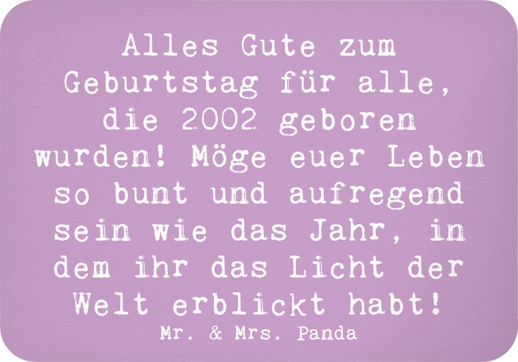 Mr. & Mrs. Panda magnet Spruch 2002 Geburtstag - Lavendeltraum - Geschenk, zettelhalter, whiteboardmagnet, Geburtstagsgeschenk, besondere Geburtsta...