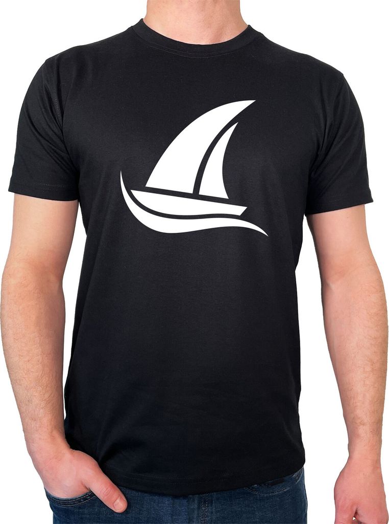Huuraa Herren T-Shirt Segeln Segelboot S Black Bio Baumwolle Fairtrade Herrenshirt Geschenkidee