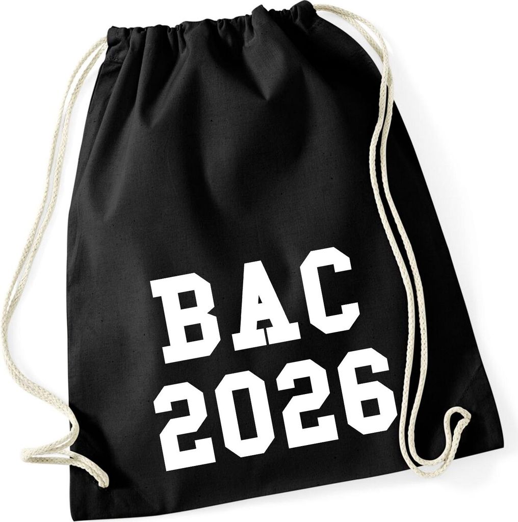 Huuraa Turnbeutel BAC 2026 Abschluss Frankreich 12 Liter Black Baumwolle Rucksack Geschenkidee