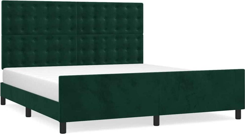 vidaXL Bettgestell mit Kopfteil Dunkelgrün 180x200 cm Samt