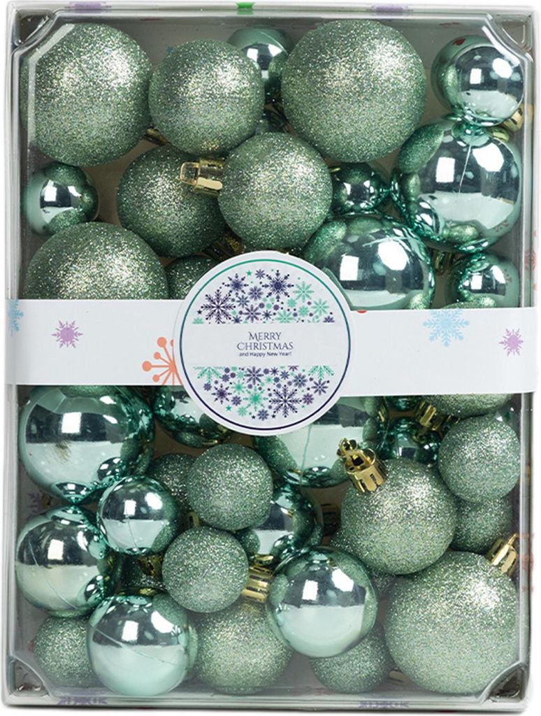 42-teiliges Set mit 3/4/5 cm großen Weihnachtskugeln mit Glitzeroberfläche und verschiedenen Mustern – bruchsicher, wiederverwendbarer Weihnach...