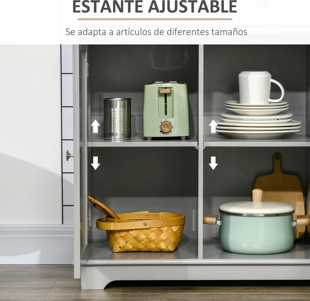 Meuble de Rangement Buffet Gris Clair 101 cm pour Optimiser l'Espace - 4